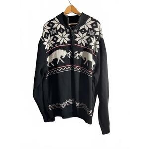 Chaps Cozy Winter Knit Sweater Cardigan with Buck and Snowflake Design XXL